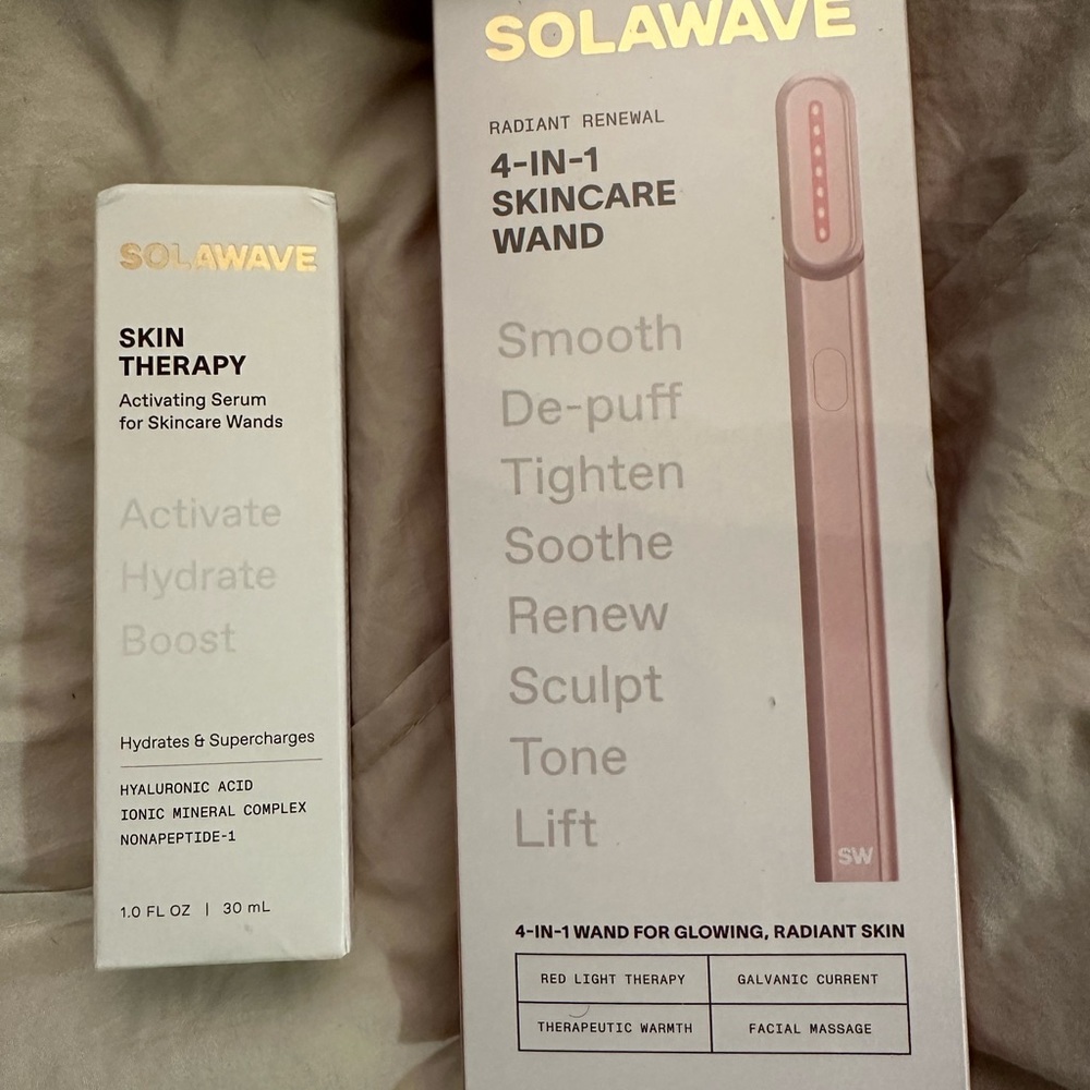 Solawave 4 in 1 Therapy Skincare Wand & Activating Serum Kit (device and serum)